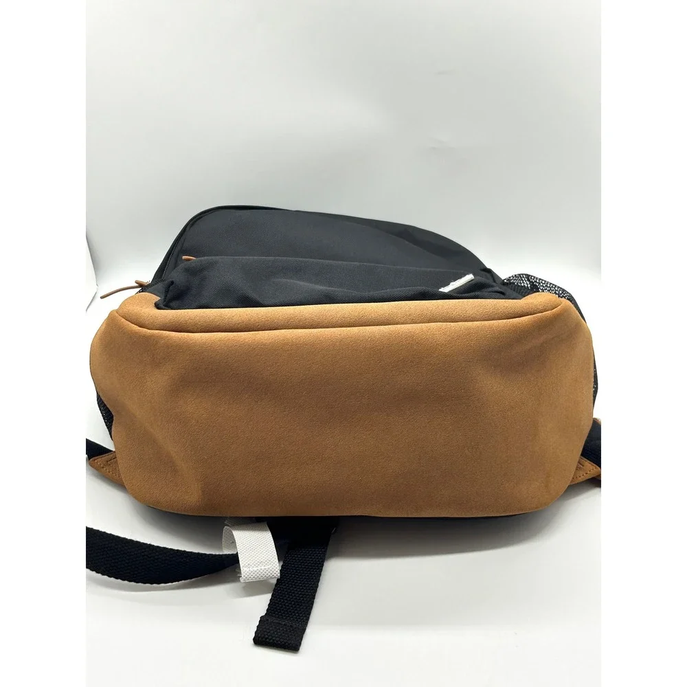 Sun + Stone Canvas Backpack Black Brown Faux Suede Bottom School Bag NEW